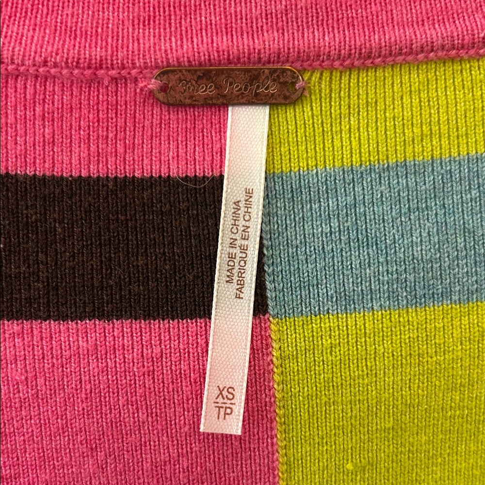 Free People Pink and Green Striped Knit - Picture 2 of 3